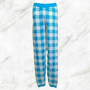 Lovers + Friends Mathieu Knit Jogger - Blue Houndstooth